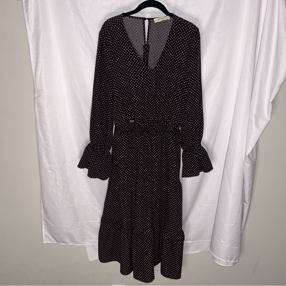 A Beautiful Soul Dress Maxi Black Geometric V Neck Long Sleeve Dress B